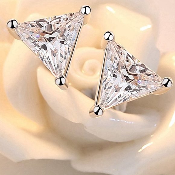 "S925 Sterling Silver CZ Stud Earrings for Women/Girl, US19251039 - Picture 1 of 11